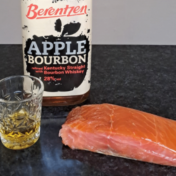 Koud gerookte zalm met appel bourbon